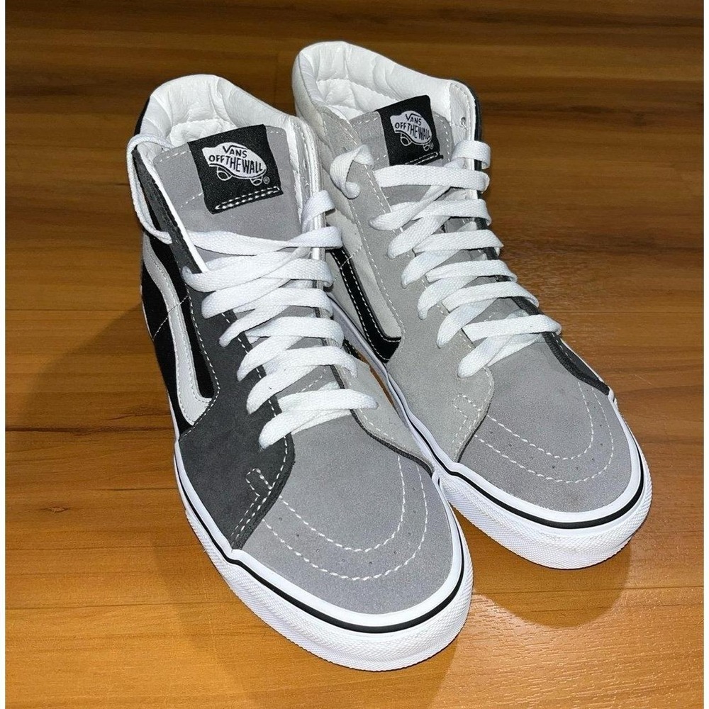 Unisex Vans Sk8-Hi Platform High Top Skateboard Black Gray White Sneakers